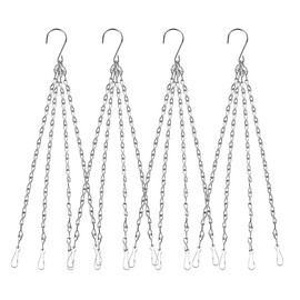 Heybe 4Pack - 24 Inch 4 Leads Hanging Chain with Hooks Flower Pot Chain Replacement Plant Hangers for Bird Feeders, Planters and Lanterns (Silver)