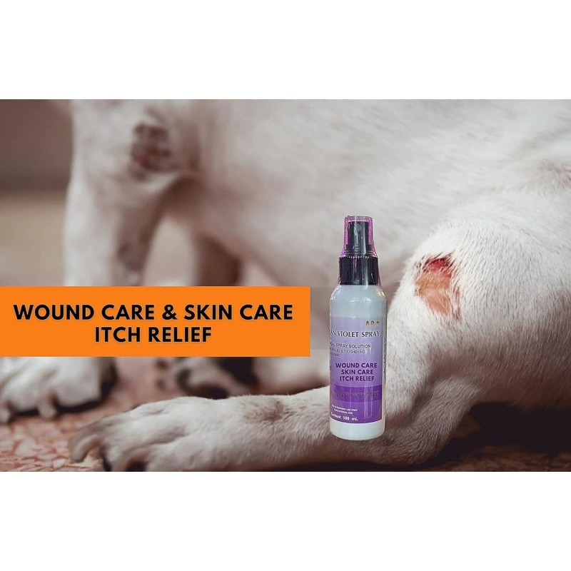 Gentian Violet Spray Solution 1% 100 ML. Pet Wound Care