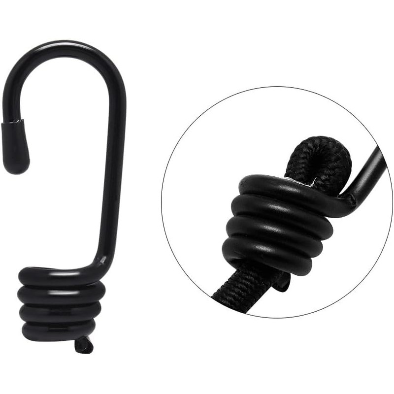 Hysagtek 10 X 8mm Plastic-Coated Bungee Shock Cord Hook Spiral