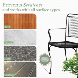 Sunniland Patio 1-1/2" Deluxe Wrought Iron Chair Glides, Protect Your Outdoor Furniture, Chair Leg Floor Protectors, Plastic Floor Protector, Pack of 25, White