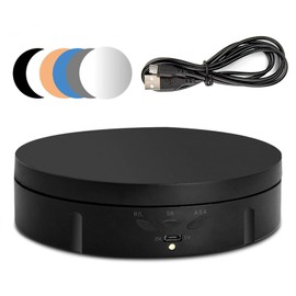 luolety Electric Photography Turntable 360 Degree Rotating Stand 10kg Load Capacity for Live Video with 5 Backdrops for Jewelry