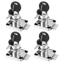 Paquete de 4 cerraduras de cajón de gabinete con llaves, cerradura de armario para muebles con llaves iguales, cerradura de cajón de cilindro de leva de 3/4" 20 mm con acabado cromado de