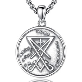 EUDORA Harmony Ball Amulet Seal Chain for Women 925 Sterling Silver, Seal of the Hecates Rad/Chi Rho/Asmodeus/Satan/Clauneck Symbol Pendant Vintage Runes Jewellery Gift for Women, 50 cm + 5 cm,