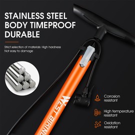 WEST BIKING 160PSI Bicycle Tire Pump Inflator Household Manual Inflator Bicycle Electric Motorcycle Tire Ball Inflator Practical Stainless Steel Inflator Pump