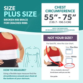 BraceAbility Plus Size Broken Rib Brace - Rib Protector Compression Wrap, Chest Support Belt for Bruised, Fractured, Dislocated Ribs, Costochondritis Relief, Sternum Brace for Men and Women (White)