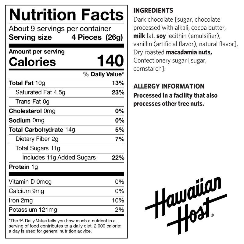 Hawaiian Host Paradise Collection - Dark Chocolate Macadamia Nuts -