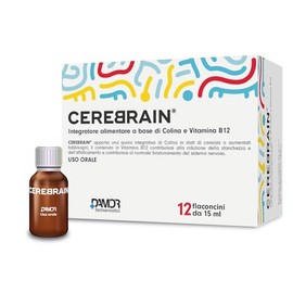 Damor - Cerebrain Integratore Alimentare con Colina Bitartrato e Vitamina B12, 12 Flaconcini da 15 ml