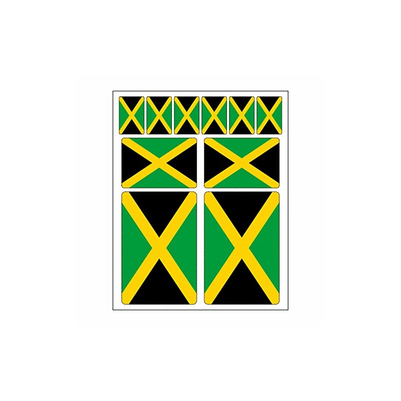 Pack of 10 Flag Stickers Jamaica Car Sticker Set
