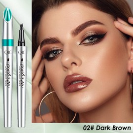 Microblading Eyebrow Pen, 4 Fork Tip Magic Eyebrow Pencil For Natural Hair-Like Brows,24h Long-Lasting Waterproof Smudgeproof Eyebrow Mascara Eye Brow Pen Makeup Pen (Dark Brown)