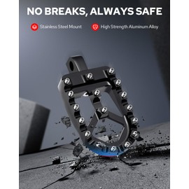 Benlari Wide Foot Pegs Stainless Steel Mount, 360° Adjustable Motocycle Footpegs Fit for Harley Davidson Dyna 1993-2017 Fatboy 1990-2017 Iron 883 Street Bob Sportster MX Chopper Bobber Style (Black)