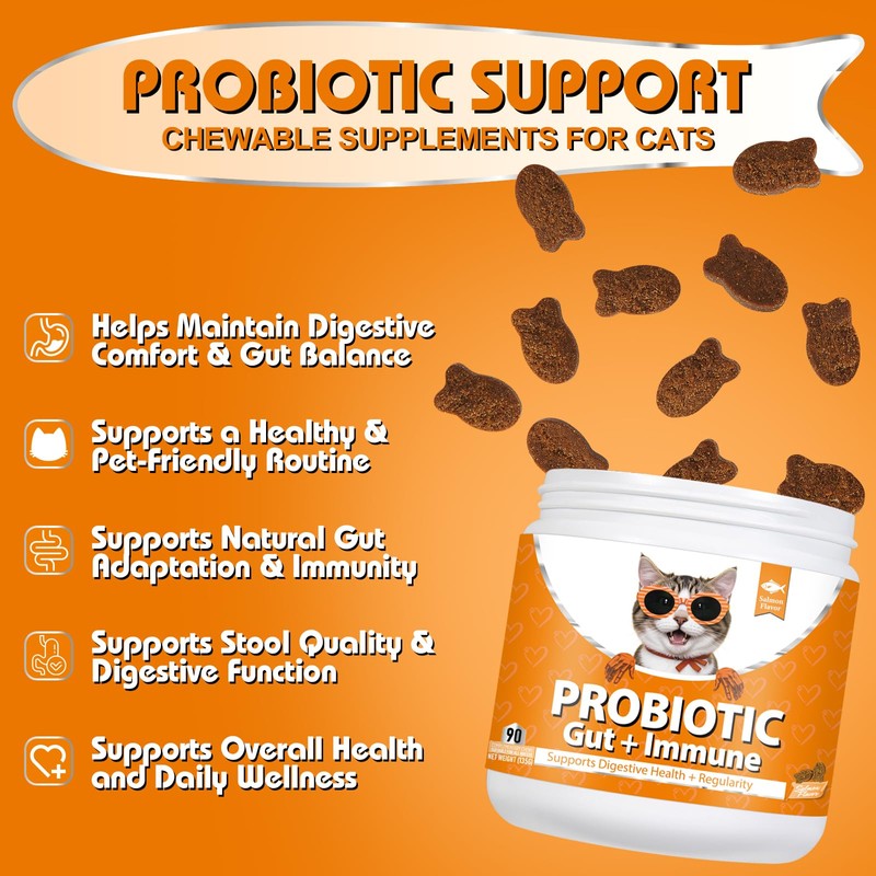 Daily Probiotics for Cats - 90 Salmon Flavored Soft Chews