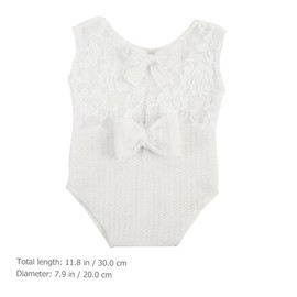 Hohopeti Newborn Girl Photography Props Lace Trim Bowknot Romper Outfit for Photoshoots Soft Comfortable Skin-Friendly for Special Occasions Shower
