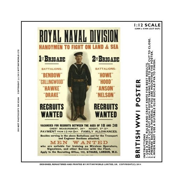 MyTinyWorld 2 x Royal Naval Division - Miniature WWI Posters