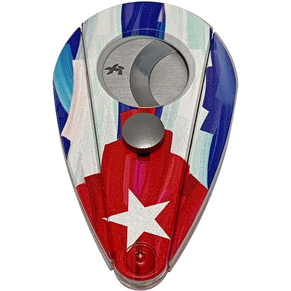 Xikar Xi2 Cigar Cutter Turano Flag Series, Spring-Loaded Double Guillotine Action, 440 Stainless Steel Blades with Rockwell C Rating of 57, Cuba Flag