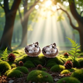 ZGLUZP 2 Set Simulation Bird Nest with Bird and Eggs Decor,Fake Foam Feather Birds,Artificial Birds,for DIY Craft Tree Decoration