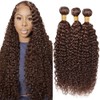 Dokksiiia Brown Kinky Curly Bundles Human Hair Color 4# Dark