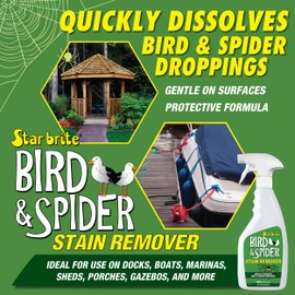 STAR BRITE Spider & Bird Stain Remover Spray - Quickly Dissolve Bird Droppings & Clean up Spider Mess - Won't Remove Polish or Wax (095122SS)