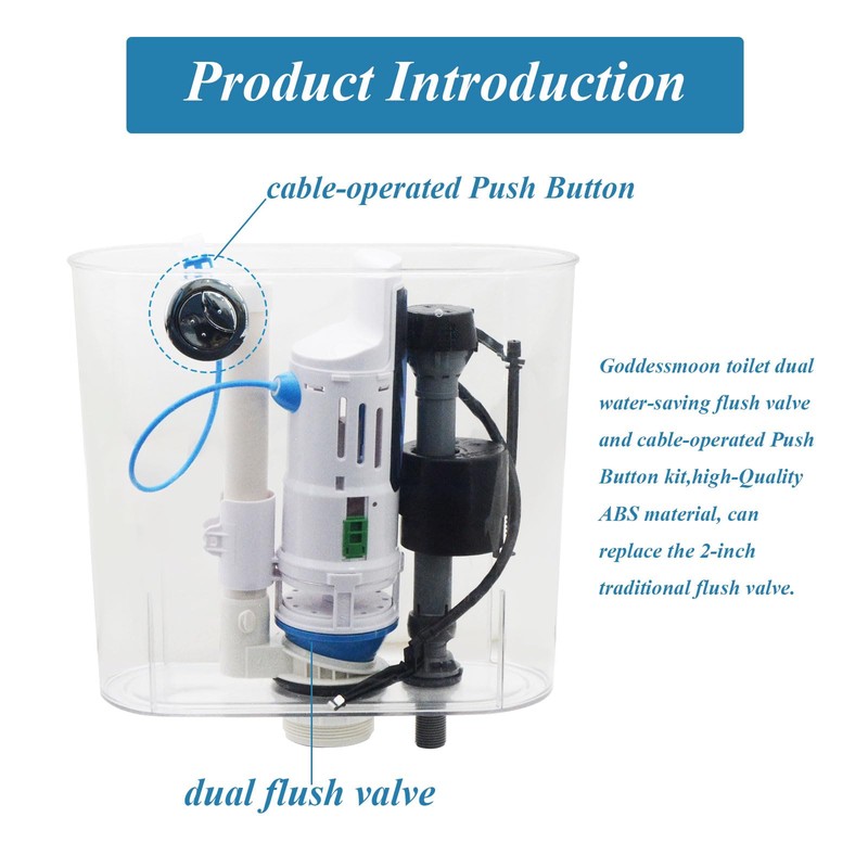 Goddessmoon Universal Dual Flush Valve Kit with Water-Saving Valve, Electroplated