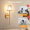 Crystal Battery Operated Wall Sconces Set of 2, Gold Rechargeable