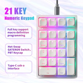 MOTOSPEED Mechanical Numeric Keypad Hot-Swap Red axis Wired Gaming RGB Backlit PBT Keycap 21 Keys Mini Numpad Portable Keypad Extended Layout(Red axis)