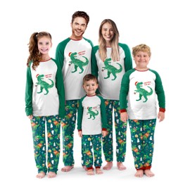 SUNNYBUY Family Christmas Pjs Matching Sets,Holiday Pajamas Xmas Jammies for Family or Couples, Dinosaur, 3T-80