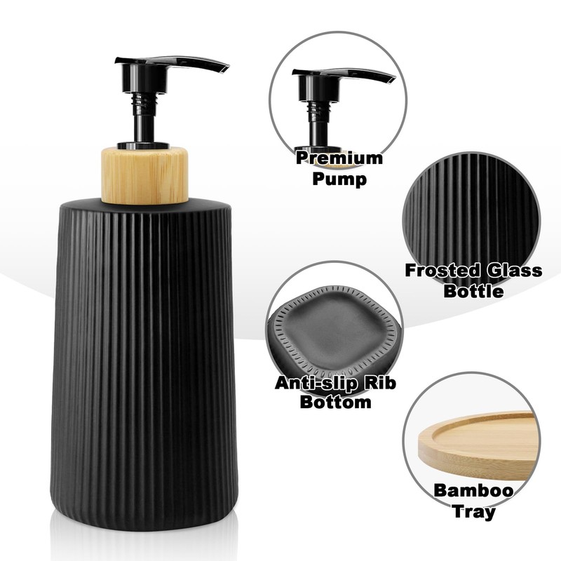 2 Pack Glass Small Soap Dispenser with Tray for Bathroom