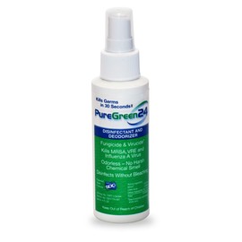 PURE GREEN 24 Safe & Effective Disinfectant. Kills Deadly Germs including RSV COVID-19 Norovirus MRSA Staph 2026 flu Bird flu Contains no toxic chemicals odorless child & pet safe 1 4oz spray bottle