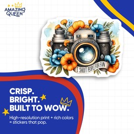 Camera Magnets - Floral Camera Decor - Photographer Magnet - 2 Pack - - 5" Wide Design - Sticks to Fridges, Lockers, Toolboxes & More - Made in USA - AQM2900