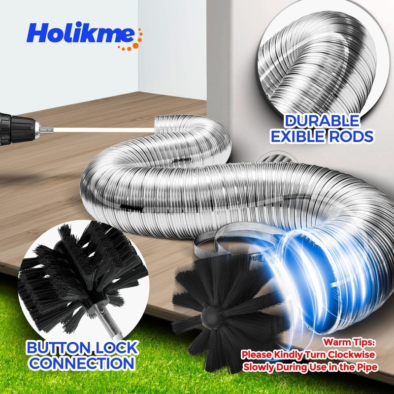 Holikme 40 Feet Dryer Vent Cleaner Kit, Flexible Lint Brush