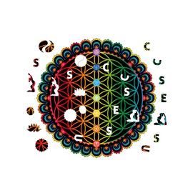 SOUCCESS Wooden Puzzle Life Flower (Wooden Puzzle in Exclusive Flower of Life Design, Puzzle Fun for Young and Old)