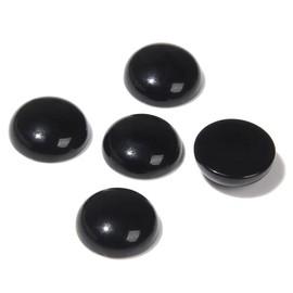 20pcs 10mm Natural Stone No Hole Black Agate Semicircle Smooth Cabochons Beads Healing Chakra Crystal Stone Bead for Jewelry Making Rings Earrings Necklace Bracelet DIY Crafts