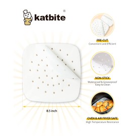 katbite Heavy Duty Air Fryer Liners 120 Pcs, 8.5 Inch (21.5cm) Perforated Parchment Paper for Air Fryer, Extra Strong, Non-Stick