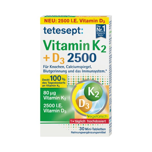 tetesept Vitamin K + D3 Mini Tabletten 30St., 9,2 g