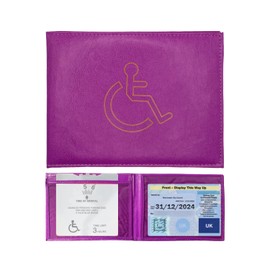Woodland Leathers Disabled Badge and Timer Holder, Pu Leather Disabled Badge Holder Wallet Protector, Blue Badge Holder Wallet for Car Protector Hologram Safe Disabled Badge Holder (Purple)