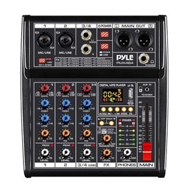 Pyle Professional DJ Audio Mixer Controller - 4-Channel DJ Controller Sound Mixer w/DSP 16 Preset Effects, USB Interface, 2 XLR Mic/Line Input, AUX, FX Processor MP3 Player, Headphone Jack PMX464