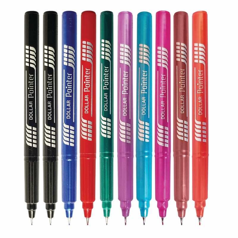 DOLLAR Fineliner Pens, MULTICOLOUR, 0.3mm Ultra Fine Felt Tip, Pack
