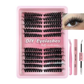 Cluster Lashes Lash Extension D Curl 60D 216Pcs Lash Clusters Individual Lashes Soft DIY Eyelash Extensions Mixed Tray Eyelash Clusters Easy Diy Lash Natural Look (60D-0.07D,8-16mm)