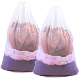 Mesh Laundry Bag Heavy Duty Drawstring Bag, Factories, College, Dorm, Travel and Apartment Dwellers, 24 x 36 Inches, 2 Pack, Black - Color: White