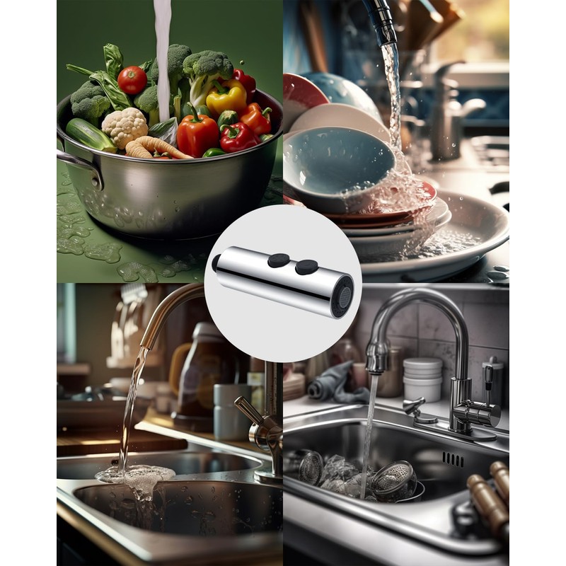 Metal Pull Down Kitchen Faucet Head Replacement with 15 Adapters,