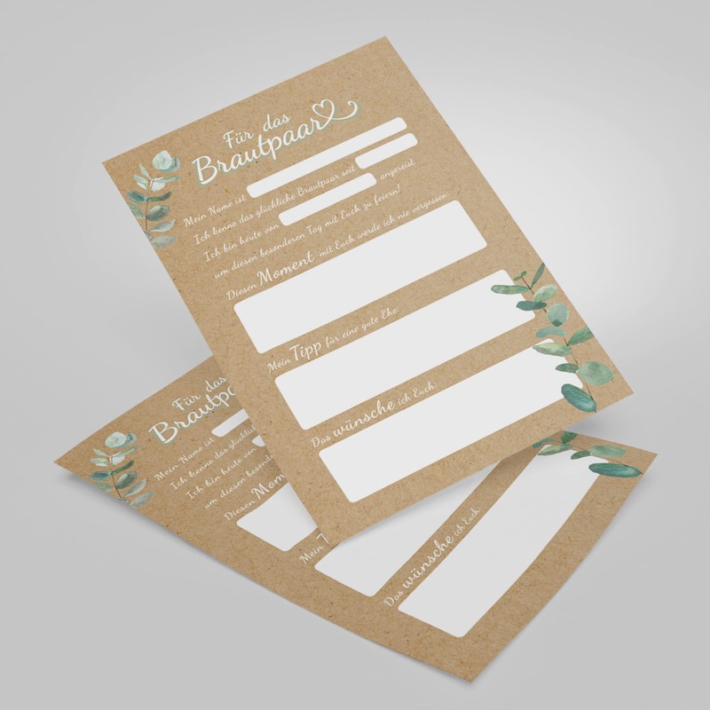 CreativeRobin Wedding game and guest book cards for 50 guests