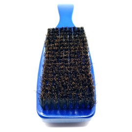 Mens Curved Soft Thick Boar Bristle Wave Hair Brush with Heavy Woodern Handle (Blue)