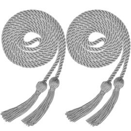 Yaomiao 2 Pieces Graduation Cords Polyester Yarn 2025 Honor Cord with Tassel for Graduation Students(Silver)
