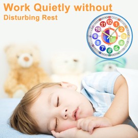 October Elf Kids Wall Clock, 12 Inch Silent Learning Wall Clock Glow in the Dark Non Ticking for Living Room, Kitchen, Bedroom, Classroom, Home Decor