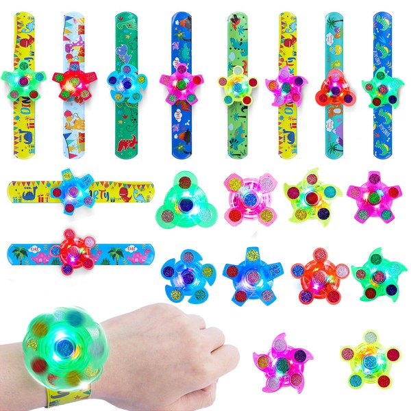 TGIQROVE 10Pcs Light Up Fidget Rotating Toy + 10Pcs Slap