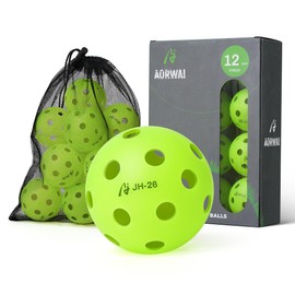 Pickleball Balls, 26-Hole Indoor Pickleball Balls, 12 Pack with Portable Mesh Bag, High Visibility Colors, Strong Bounce and Durable, Ultimate Performance for All Skill Levels