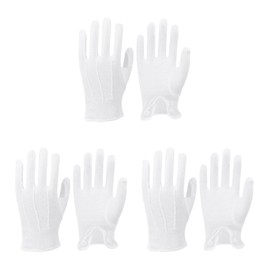 CQQNIU 3 Pairs Of White Gloves, Ceremonial Gloves, Non-Slip Gloves, Work Gloves, Breathable Sweat-Absorbent Gloves