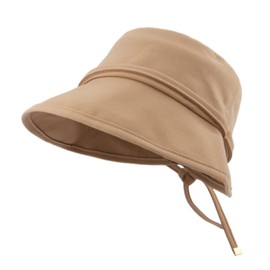 Qzkouma DJBY-81 Women's UV Protection Hat Bucket Hat UV Protection Sun Protection Bucket Hat, Foldable, Cotton, Small Face Effect, Actress Hat, Khaki