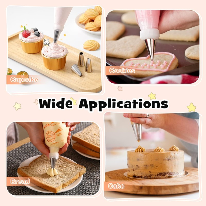 SelfTek 100Pcs Disposable Icing Piping Pastry Bags, Frosting Bag Cake