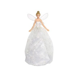 Gisela Graham : Christmas Decoration : Silver Glitter Tree Top Fairy, ONE, JNS_473068