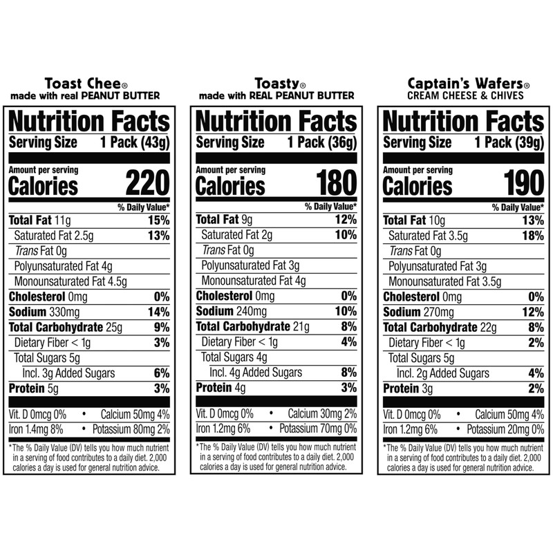 Lance Sandwich Crackers, Variety Pack, 3 Flavors, 10 Individually Wrapped
